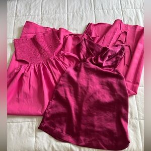 Vestique Pink Maxi and Mini Satin Dress Bundle